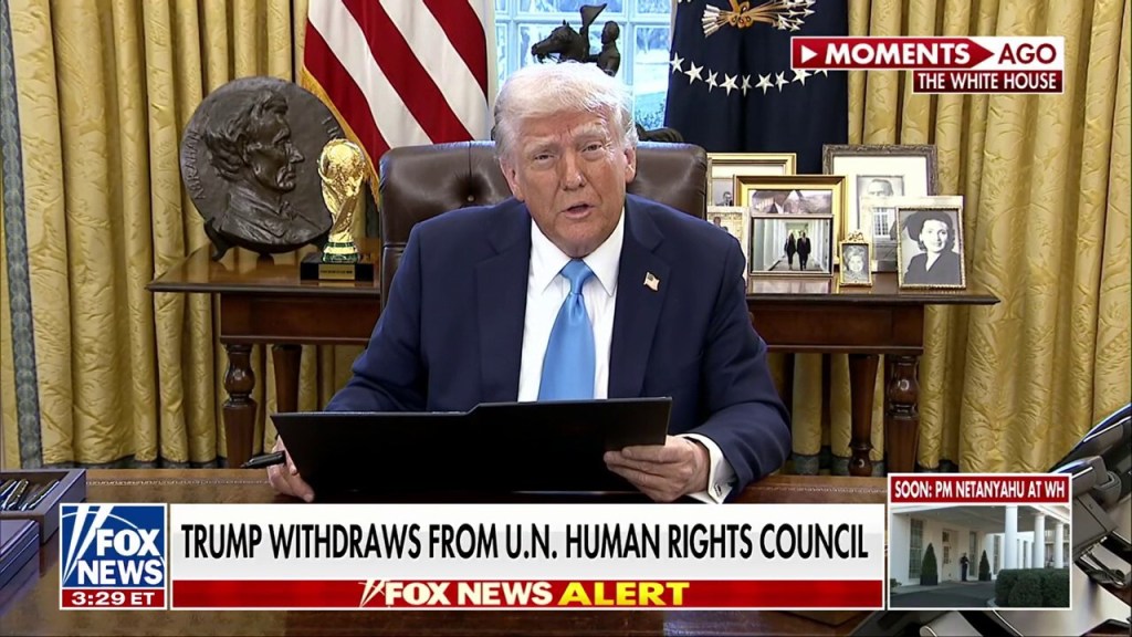 Screen capture of Fox News. Headline: Trump withdraws from U.N. Human Rights Council